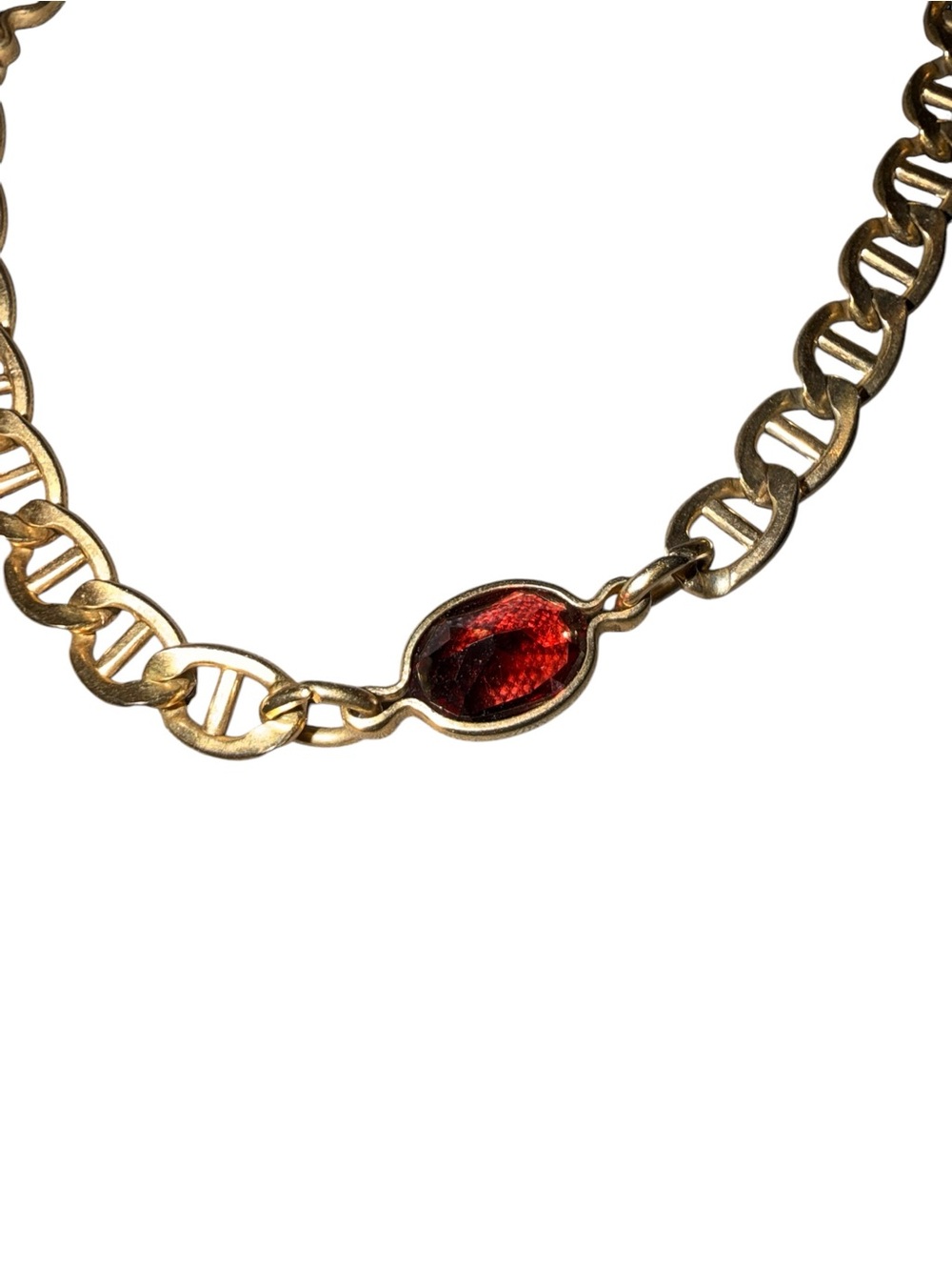 Vintage 14K Gold Bonded Garnet Necklace • Sterling Silver • 16” • 3 Garnets - Picture 9 of 12